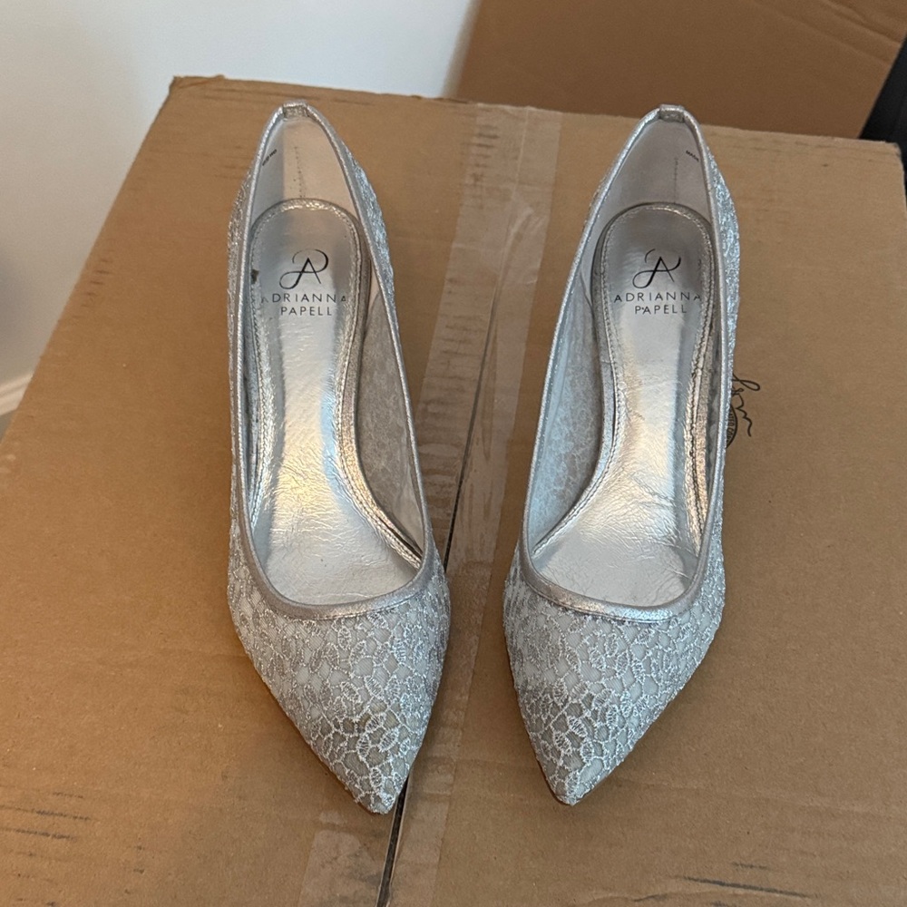 Adrianna Papell Metallic Lace Heels